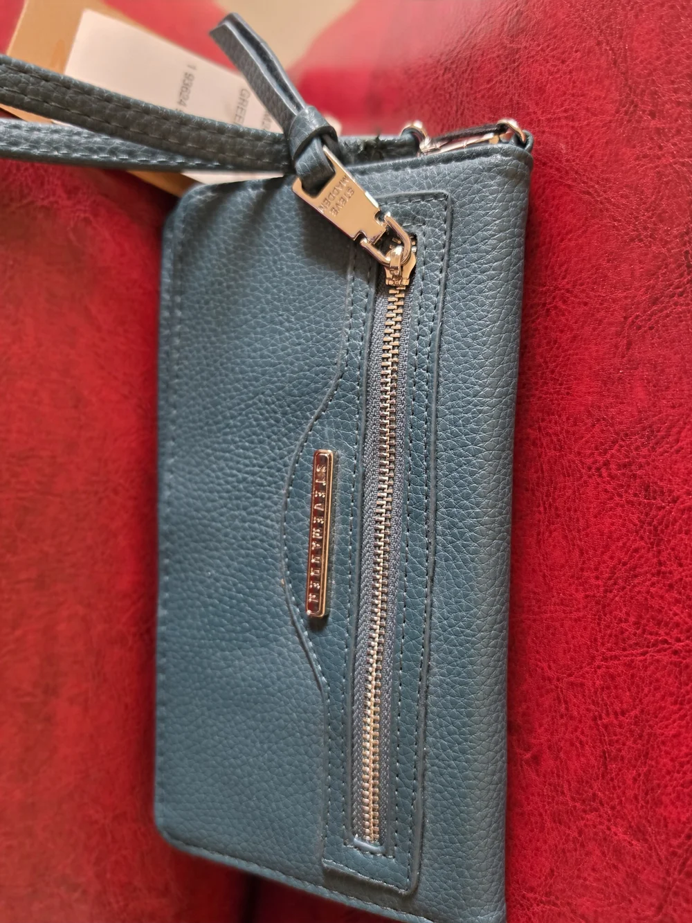 Steve Madden Teal Pebbled Leather Wristlet Clutch